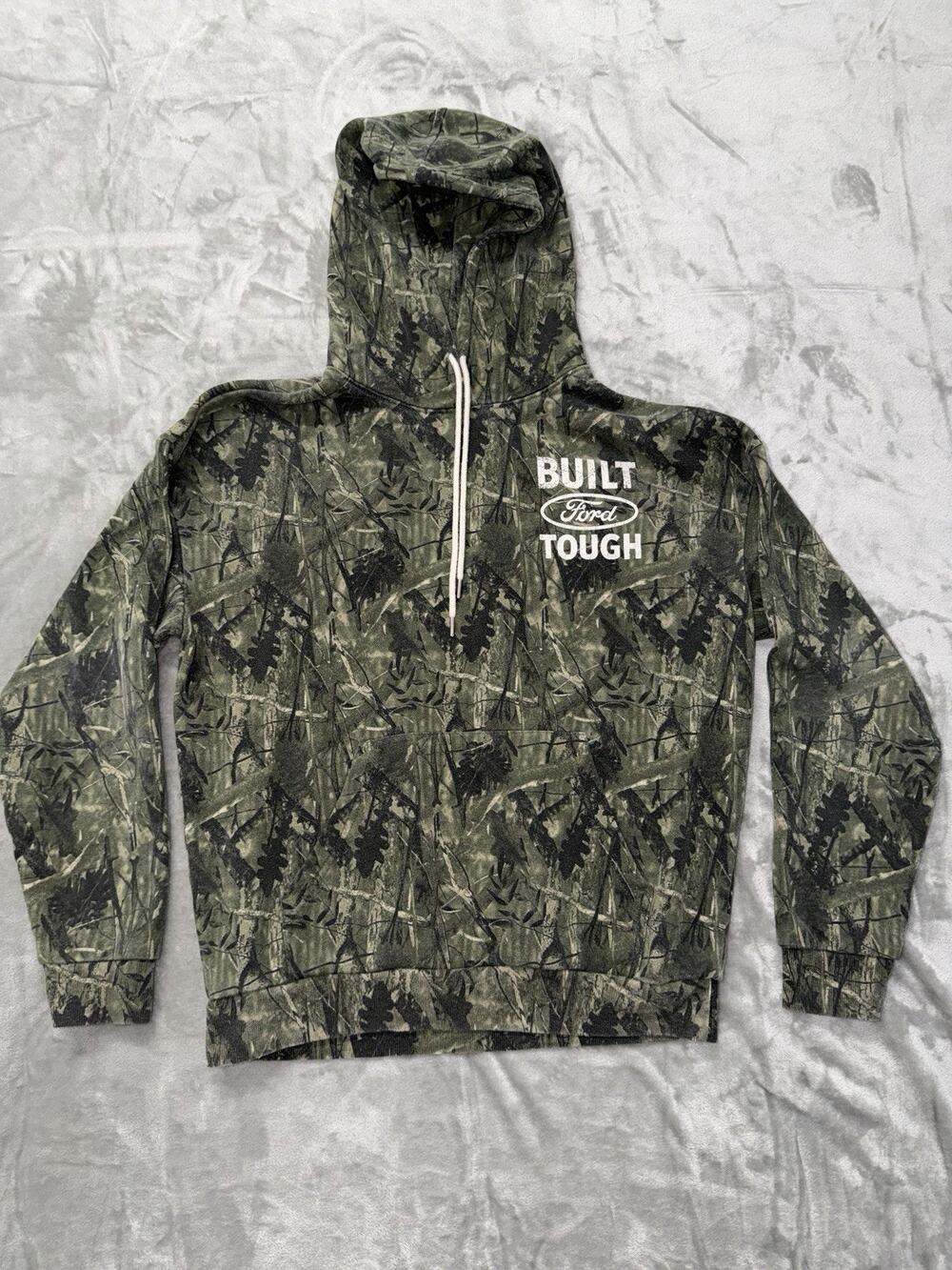 Ford Built Tough Men’s Camo Pullover Hoodie Hunting Outdoor Sweatshirt Size M